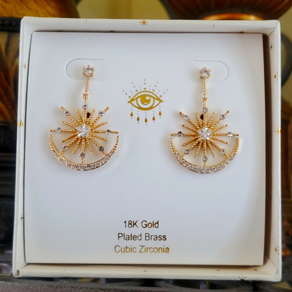 18K Gold plated Star and Moon earrings